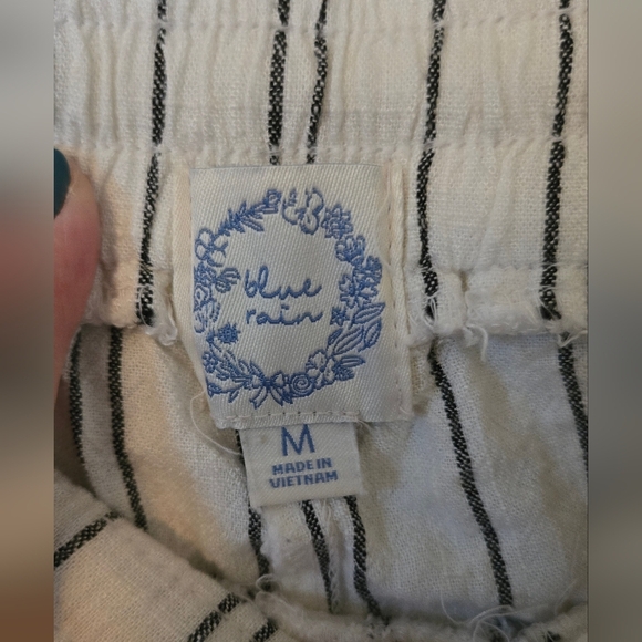 Blue Rain White Wide Leg Linen Pants Size Medium - Picture 4 of 5